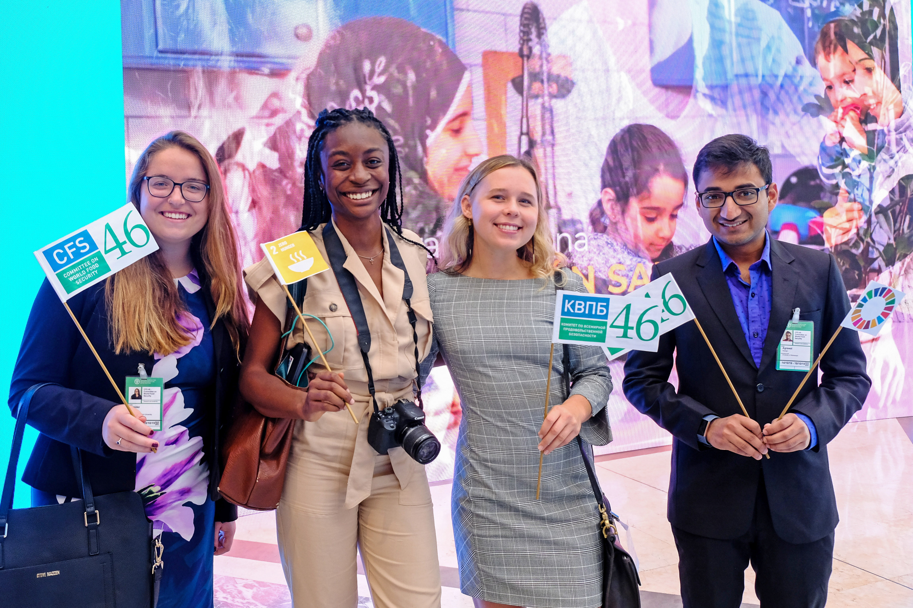 Our Planet Forward storytelling team, from left: Matilda Kreider, GWU; Marisa Umeh, University of California-Berkeley; Lindsay Eberhart, SUNY-ESF; and Rohan Agrawal, University of Mississippi.